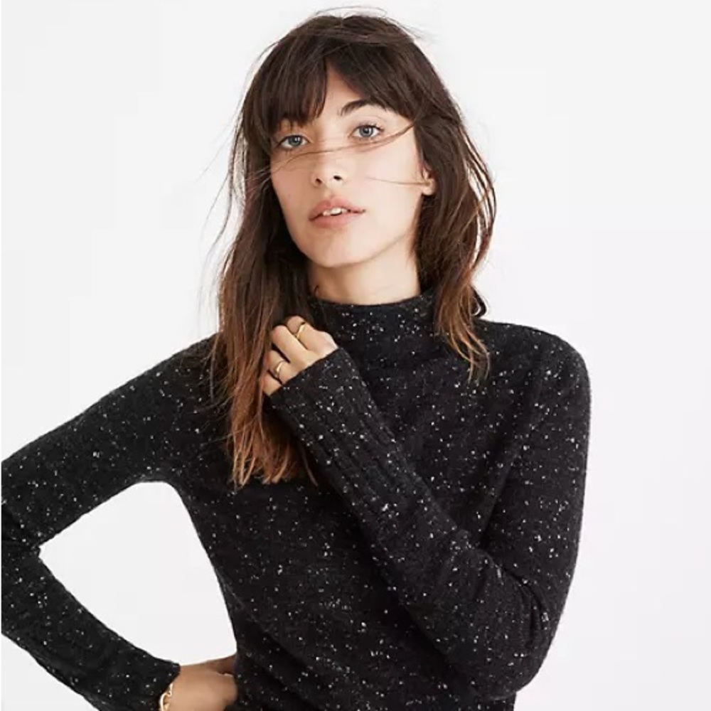 Madewell Donegal Inland Turtleneck Sweater black speckled xs